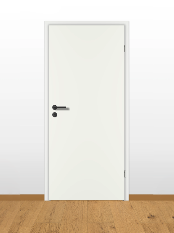 PRÜM Zimmertür Weißlack RAL 9016 mit schwarzem Griff
